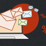 computer with emails and discount signs