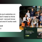 Quote card from creatorsconnect.nl reading "It's a no-brainer to put websites on SiteGround. We don't need to think about where to host—we just know the service is good and it works well," alongside a team photo and a screenshot of their website.