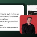 Quote card featuring Javier Piedrahita, founder of MarketingDirecto.com, saying "Working with SiteGround is what gives us peace of mind. We don't want downtime, we don't want interruptions. And we haven't had to worry about that." alongside a screenshot of the MarketingDirecto.com homepage.