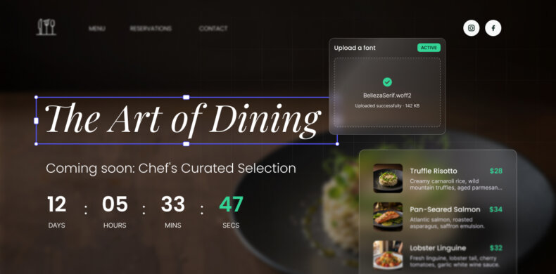 SiteGround Website Builder updates included menu and custom fonts