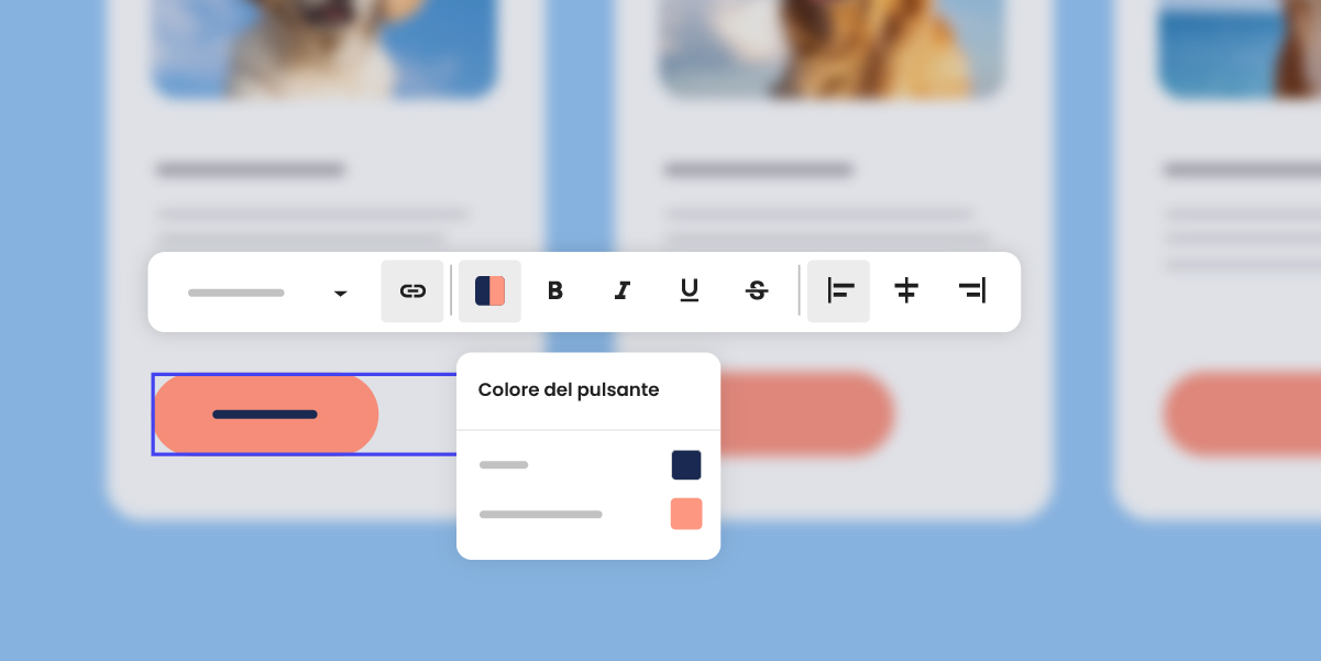 Una barra degli strumenti con un cursore che mostra come cambiare lo stile di un bottone