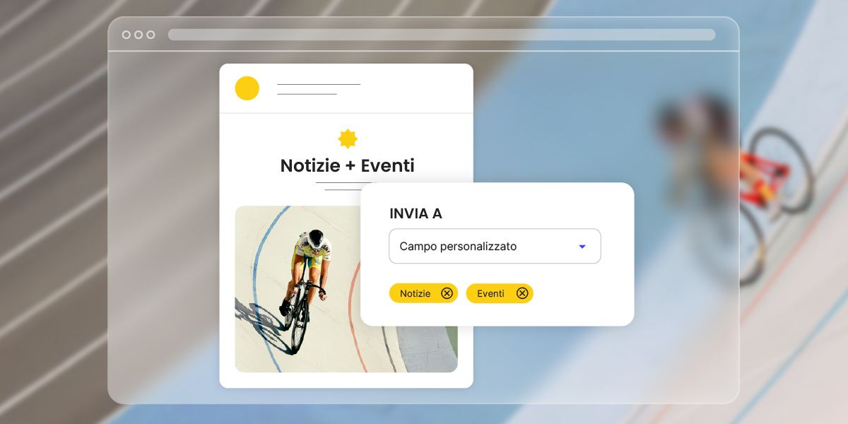 Esempio di gestione dei campi personalizzati. Un utente decide di inviare una email solo a chi è interessato a notizie ed eventi