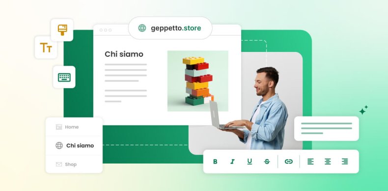 illustrazione che mostra una pagina Chi Siamo in creazione