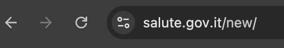 screenshot di un'estensione ristretta, salute.gov.it