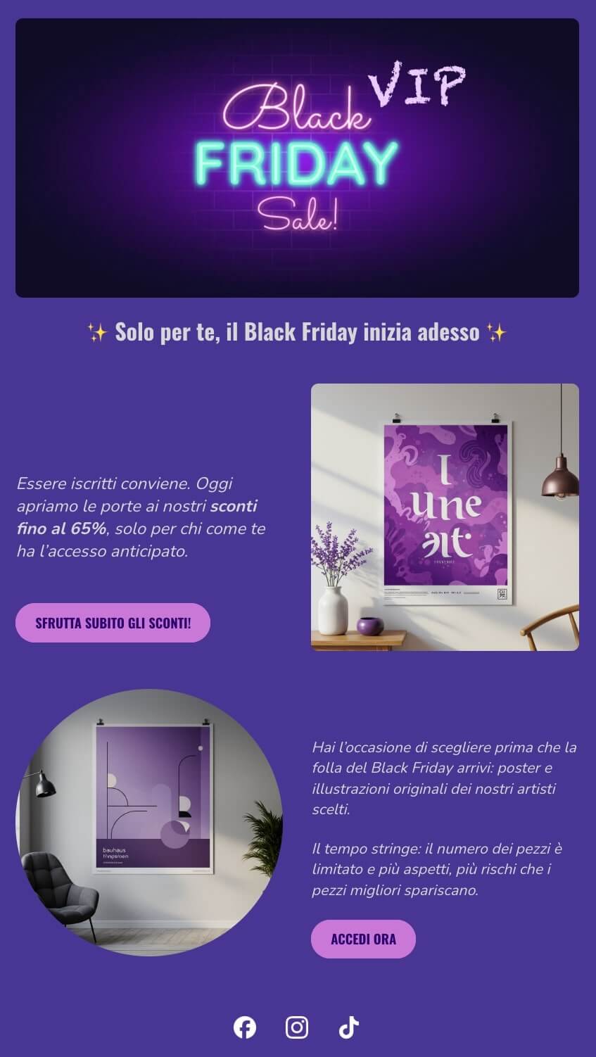 screenshot di una mail di accesso anticipato del Black Friday