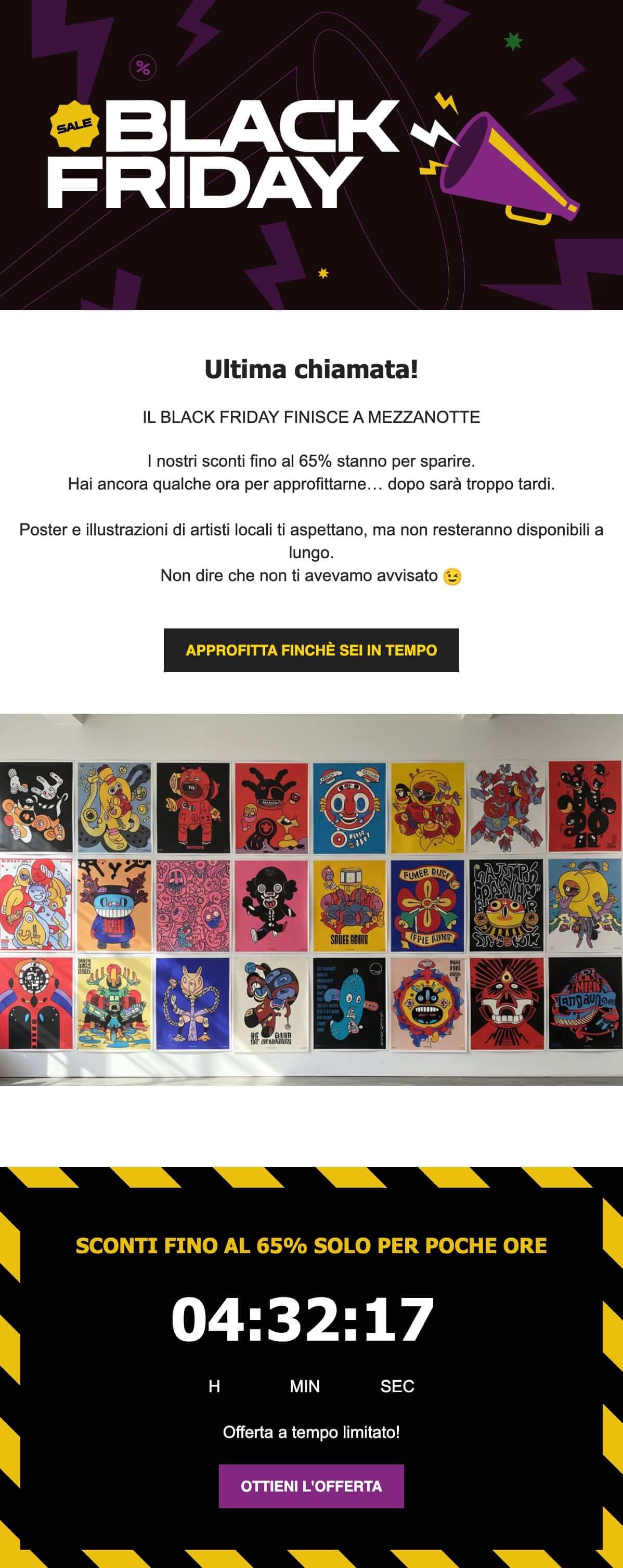 screenshot di una mail di promemoria prima della fine del Black Friday