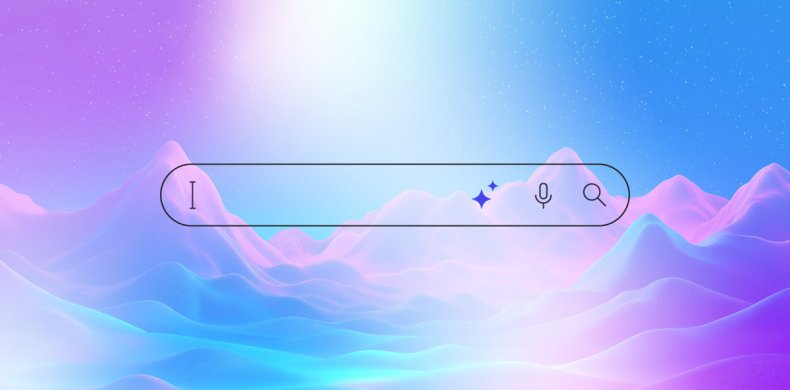 illustrazione che rappresenta una barra di ricerca con una funzione AI incorporata