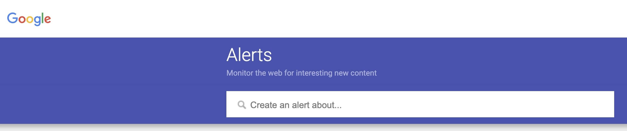 screenshot della pagina Google Alerts