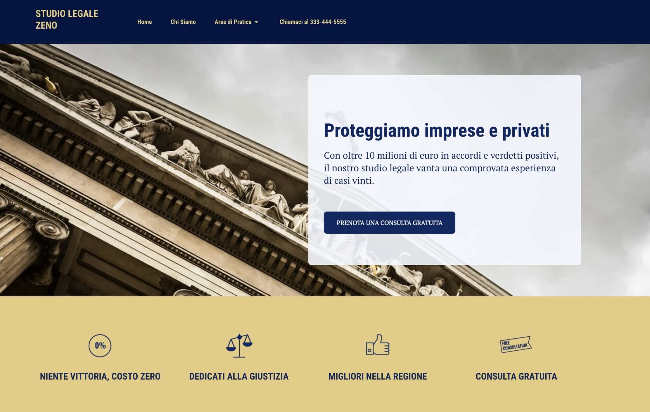 screenshot di una CTA sul sito di uno studio legale che offre una consulenza gratuita come lead magnet