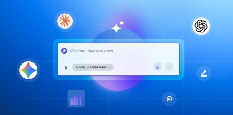 illustrazione che mostra il chatbox di AI Studio di SiteGround aperto, con il suggerimento "Chiedimi qualsiasi cosa"