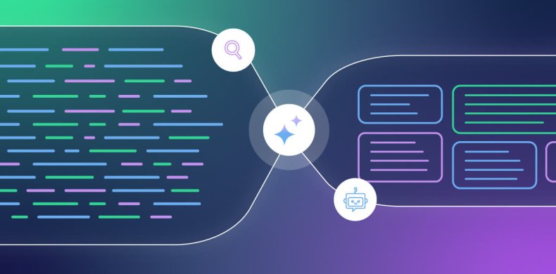 illustrazione di due bolle comunicanti che rappresentano rispettivamente un archivio d'informazioni e una conversazione con un chatbot alimentato da tecnologia RAG