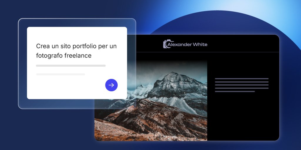 Grafica che mostra un prompt di vibe coding per creare un sito portfolio