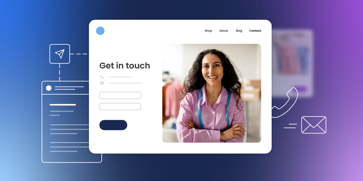 illustrazione che presenta un mockup di una pagina contatti