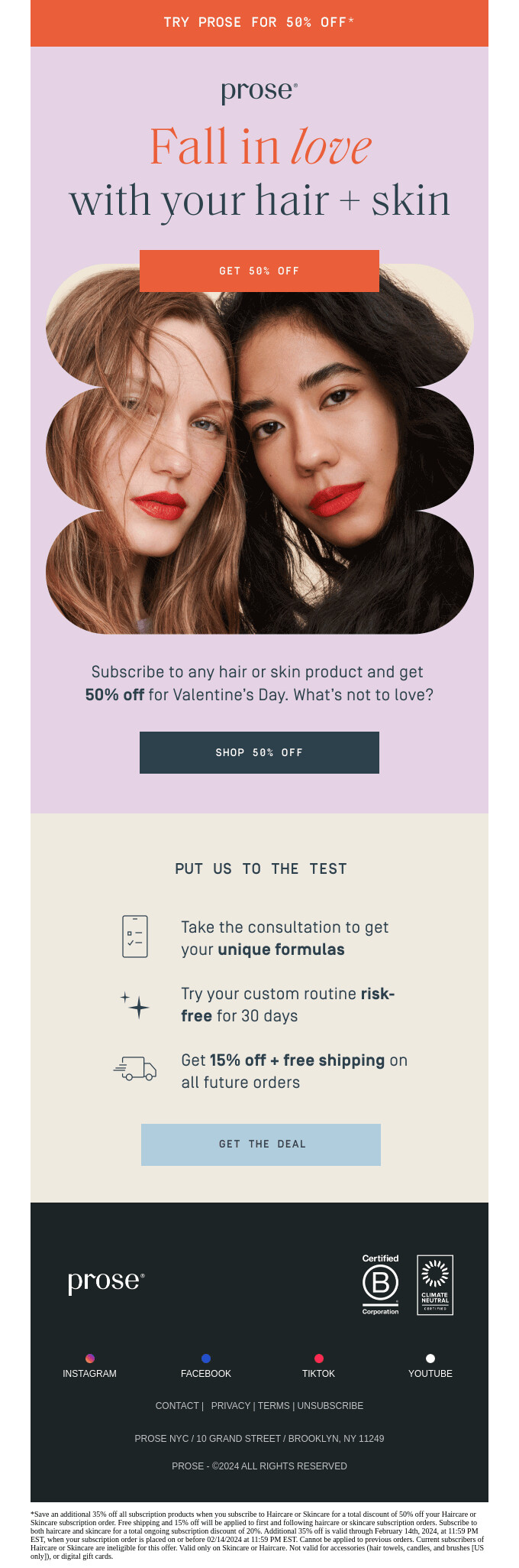 esempio di email di san valentino con promozione a tempo limitato