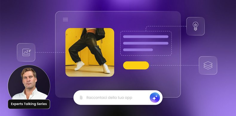 illustrazione di una chat IA dove viene richiesto di descrivere un app affinchè il builder possa crearla