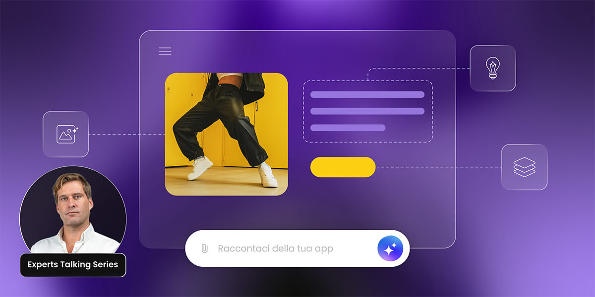 illustrazione di una chat IA dove viene richiesto di descrivere un app affinchè il builder possa crearla