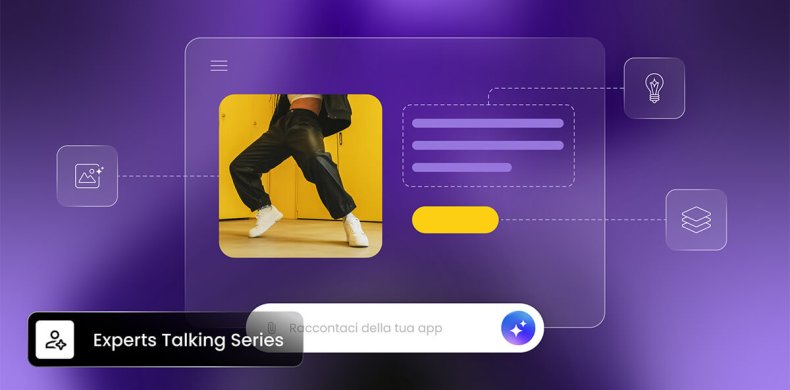 illustrazione di una chat IA dove viene richiesto di descrivere un app affinchè il builder possa crearla
