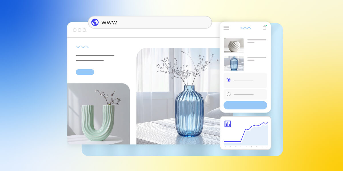 illustrazione di un mockup di una scheda prodotto per un ecommerce