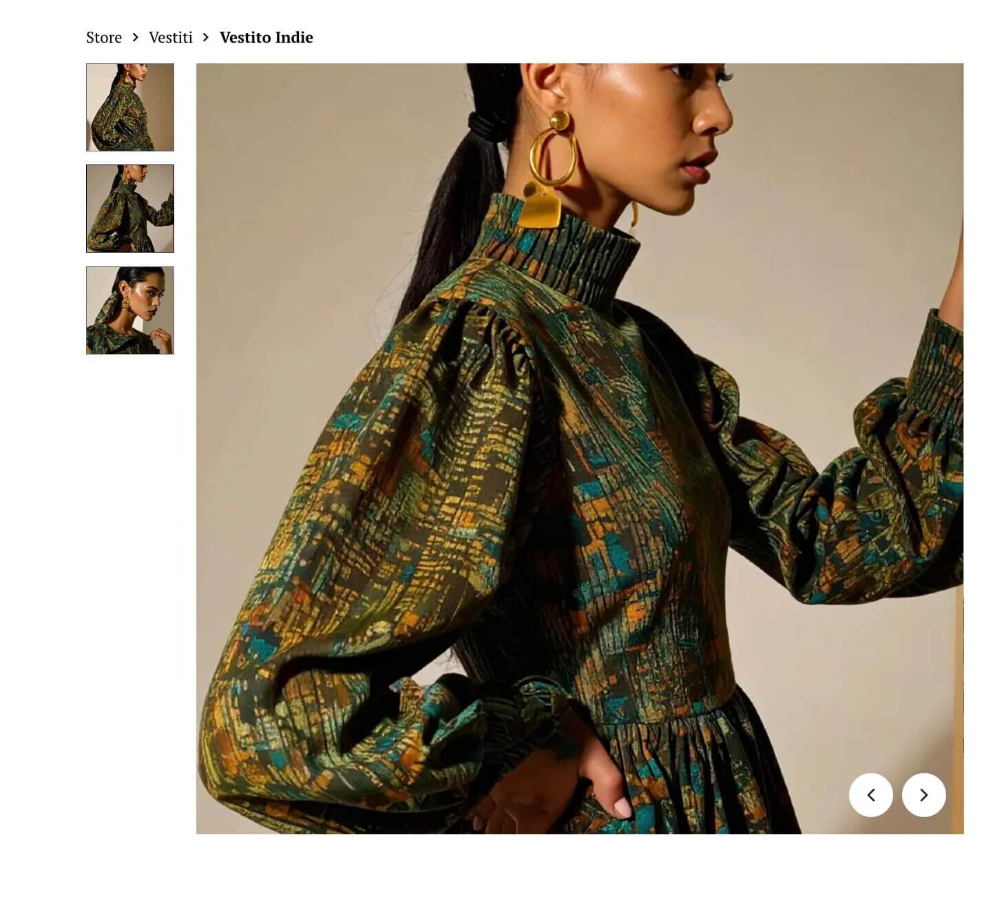 screenshot delle foto di alta qualità in una scheda prodotto su un sito ecommerce