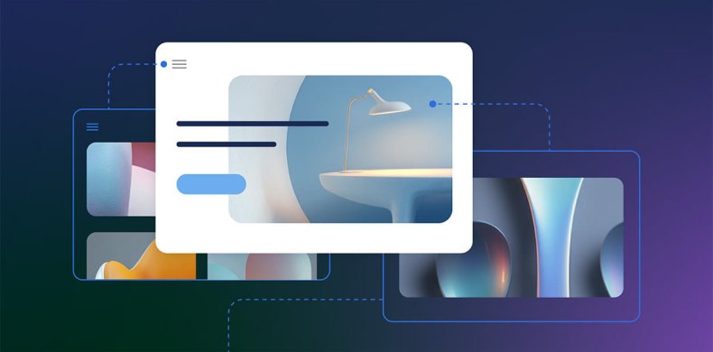 illustrazione astratta che rappresenta i vari elementi della struttura di un sito web