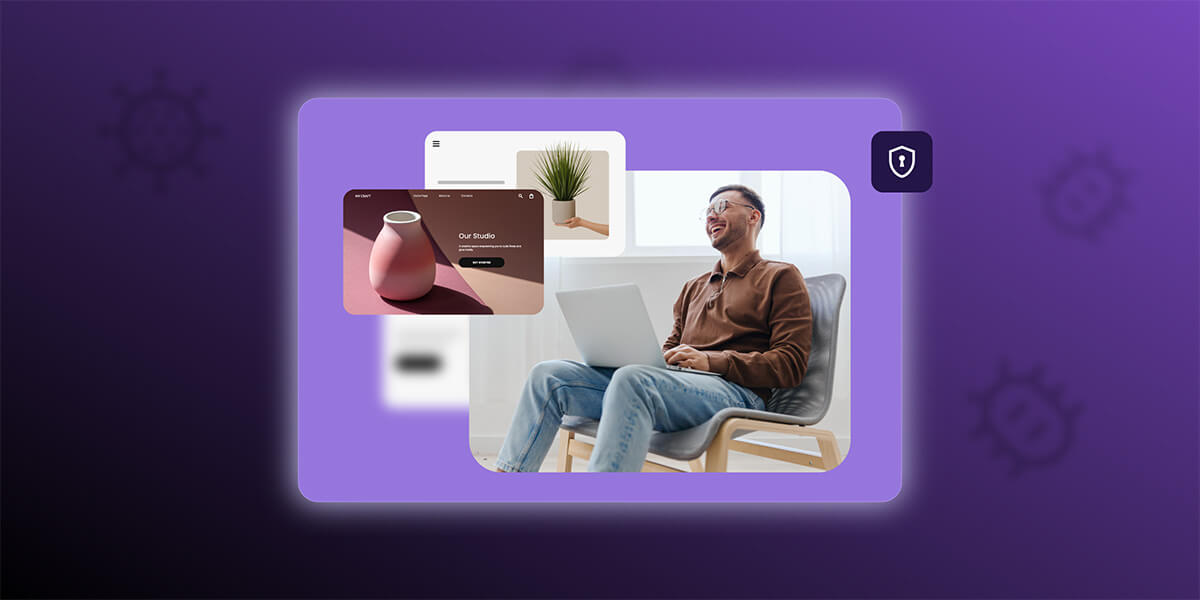 illustrazione astratta di un utente che utilizza il suo sito in sicurezza su ambiente hosting isolato