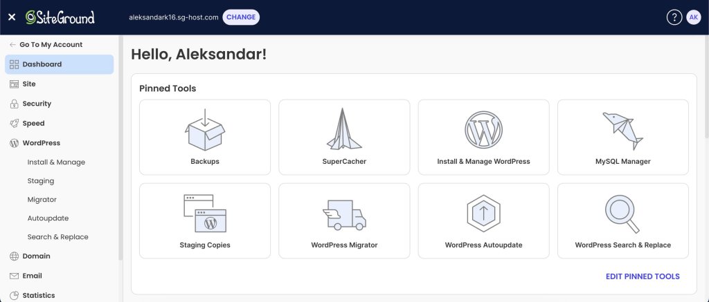 SiteGround Site Tools dashboard