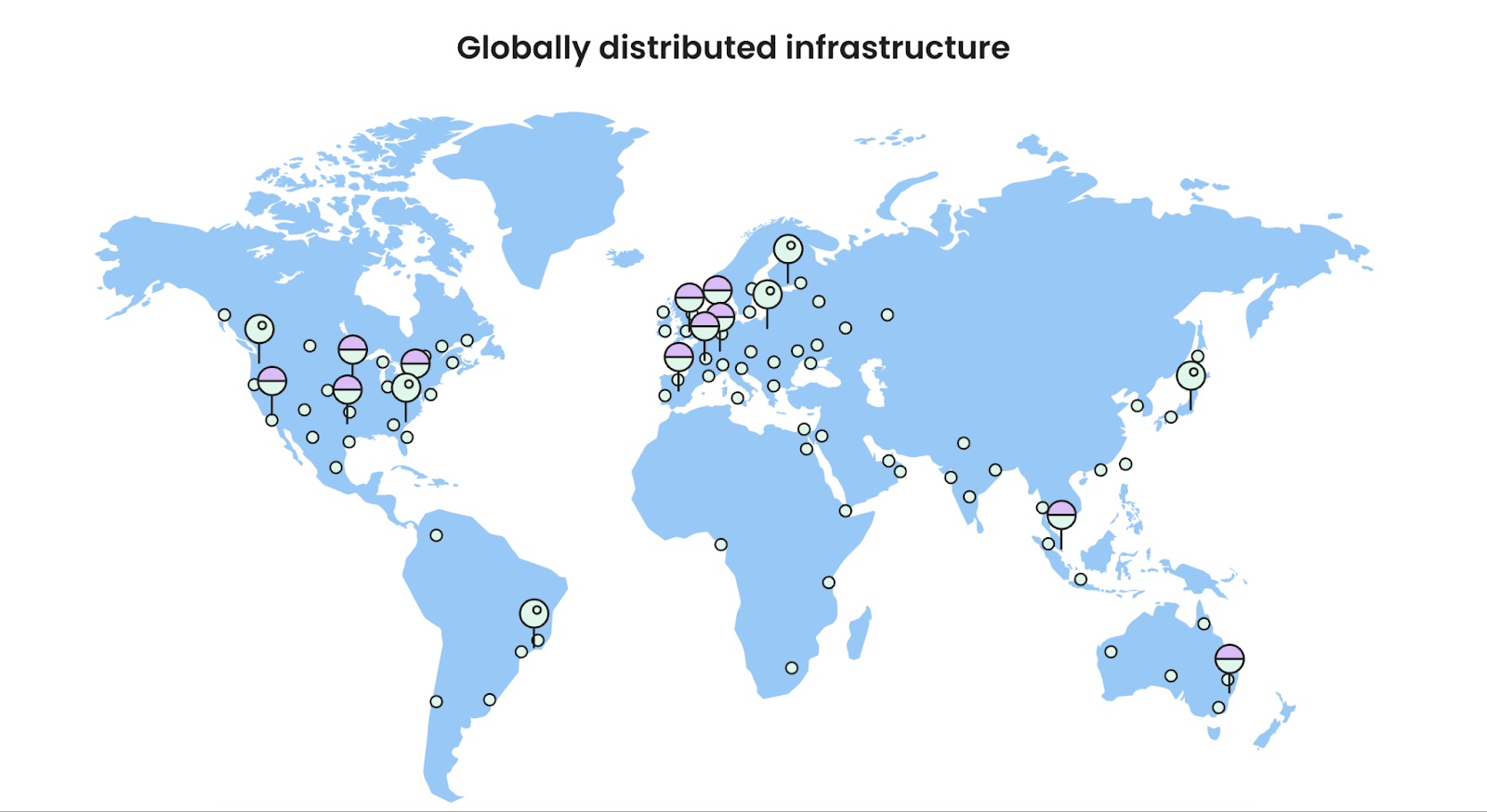 world map showing a globally distributed infrastructure