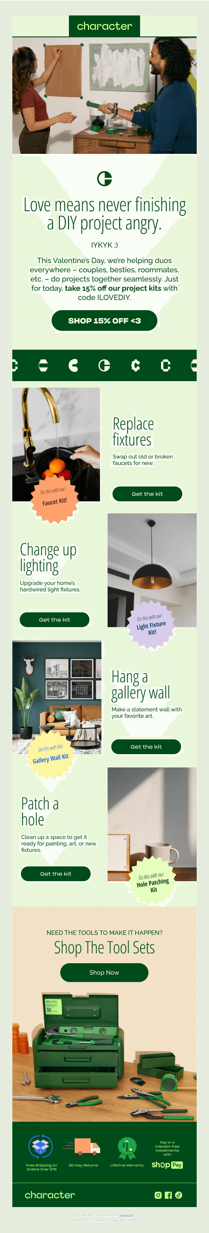 Valentinstags-E-Mail-Marketing-Beispiel auf Englisch, in dem ein Produkt als Geschenk für andere beworben wird.