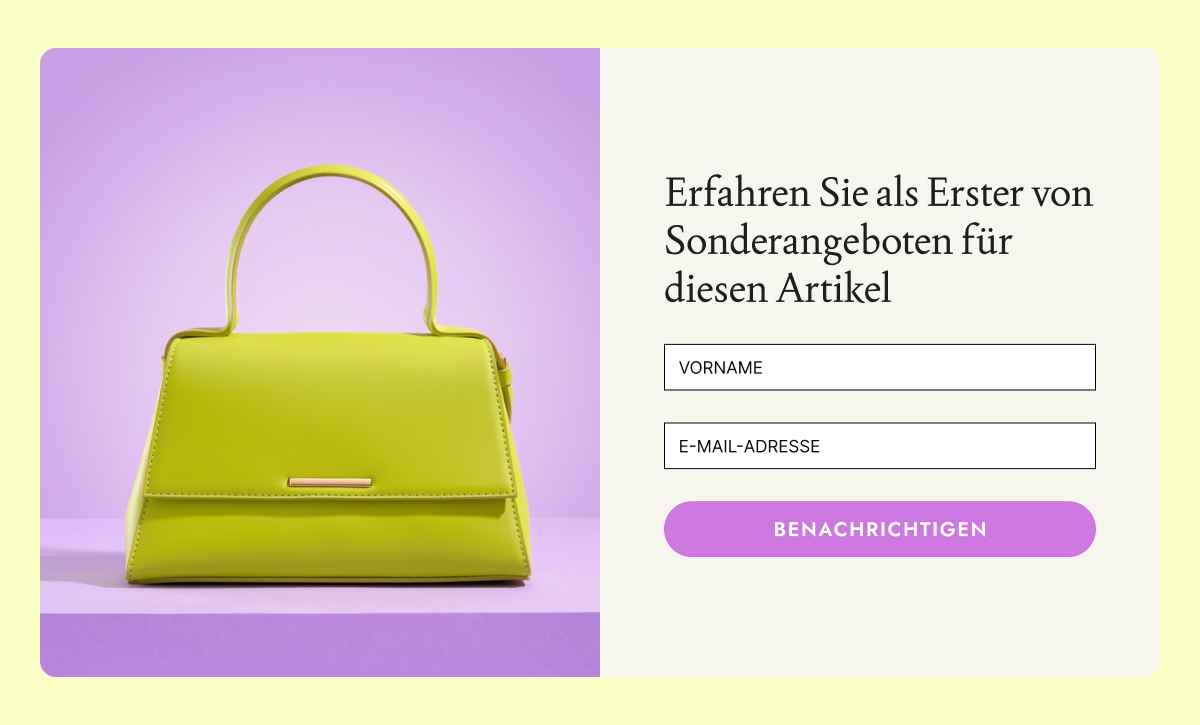 E-Mail-Anmeldeformular für Benachrichtigungen bei Preisänderungen