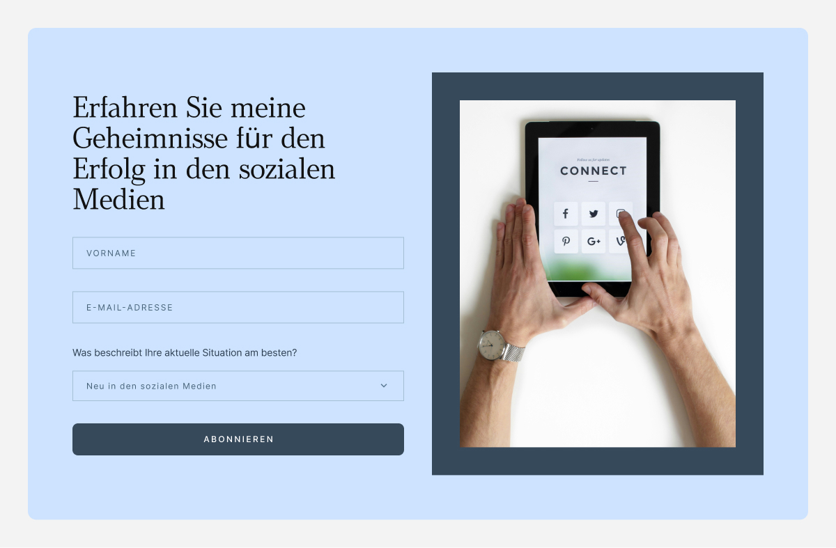 E-Mail-Anmeldung für spezifische Zielgruppen