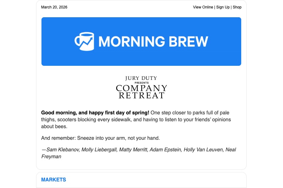 humorvolle E-Mail-Kampagne von Morning Brew