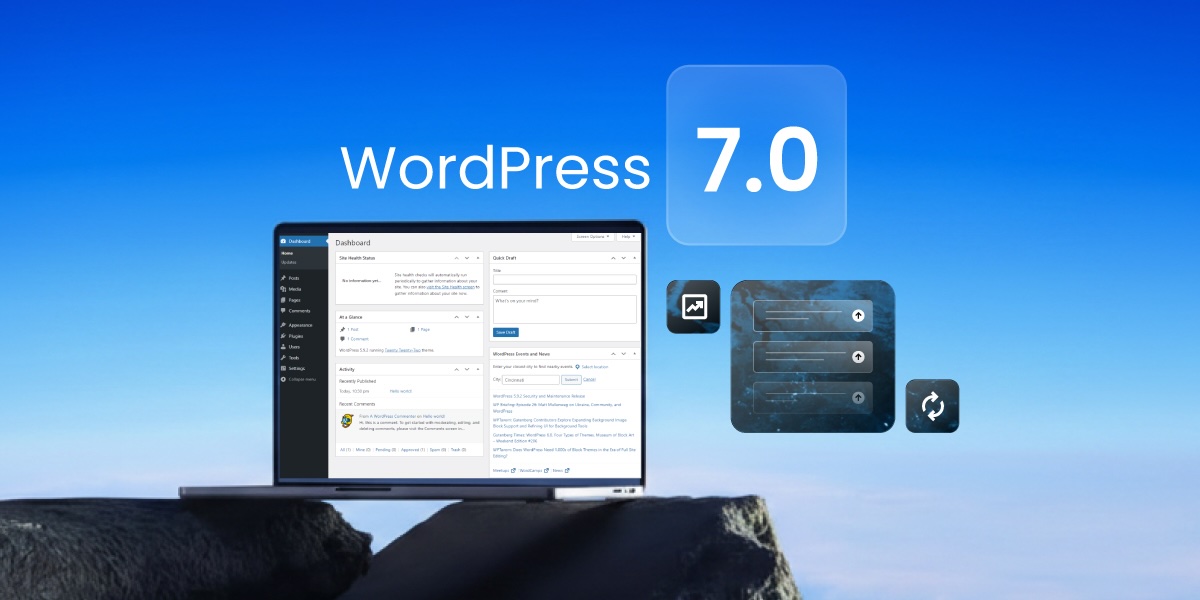 Abstrakte Darstellung von WordPress 7.0 mit KI-Prompting