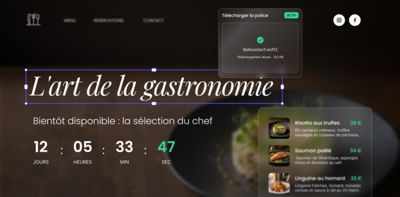 Image abstraite des mises à jour du Créateur de sites Web SiteGround, telles qu’un compte à rebours et des polices personnalisées